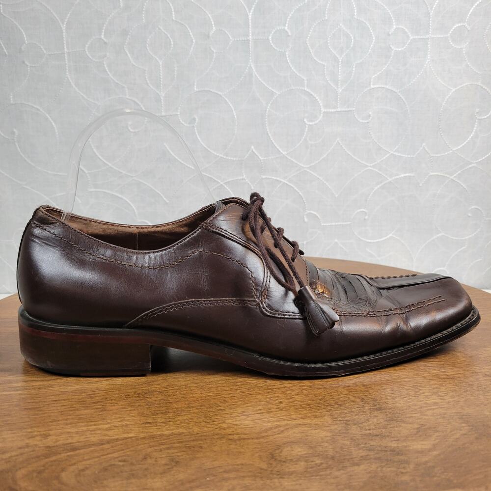 Giorgio Brutini Mens Dress Shoes 10 Brown Snake Skin Leather Lace Up Oxford